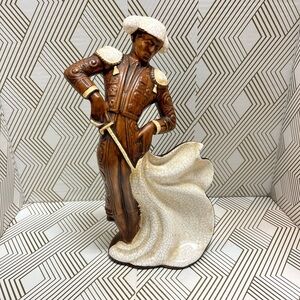 Vintage Mid -Century Treasure Craft Ceramic Matador Statue Crackle Glaze